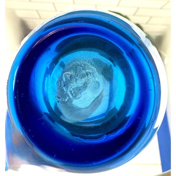 IKEA Blue Hand-Blown Art Glass Teardrop Vase With Curved Neck - Picture 9 of 9